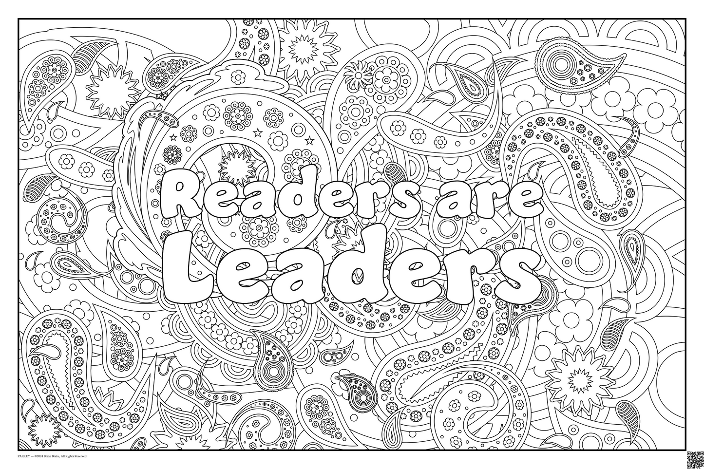 Readers are Leaders: coloring poster available in several themes and 3 sizes up to 46"x60"