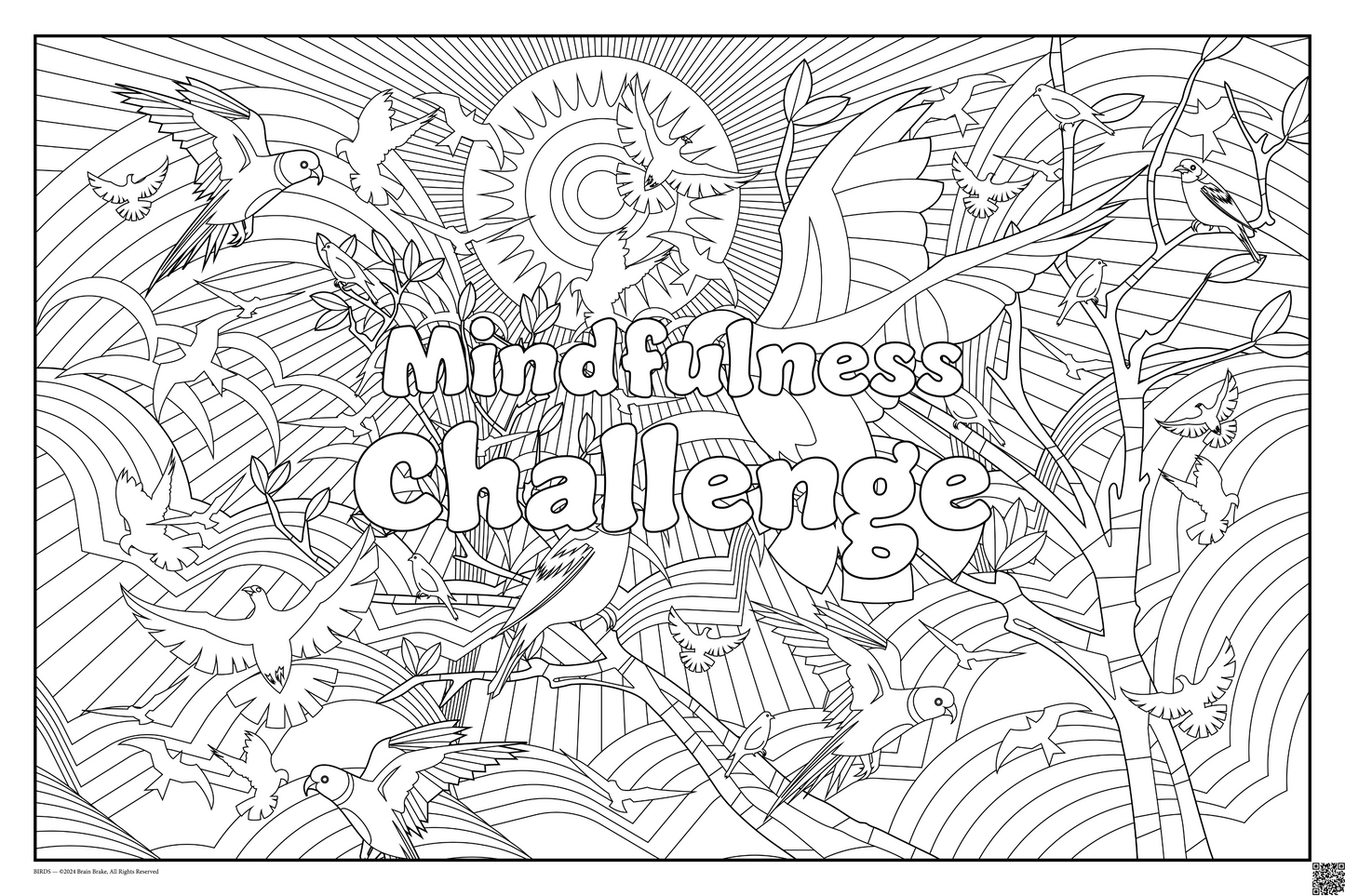 Mindfulness Challenge: coloring poster available in several themes and 3 sizes up to 46"x60"
