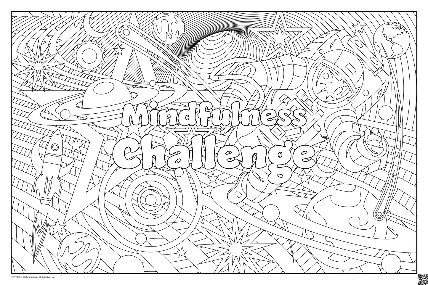 Mindfulness Challenge: coloring poster available in several themes and 3 sizes up to 46"x60"