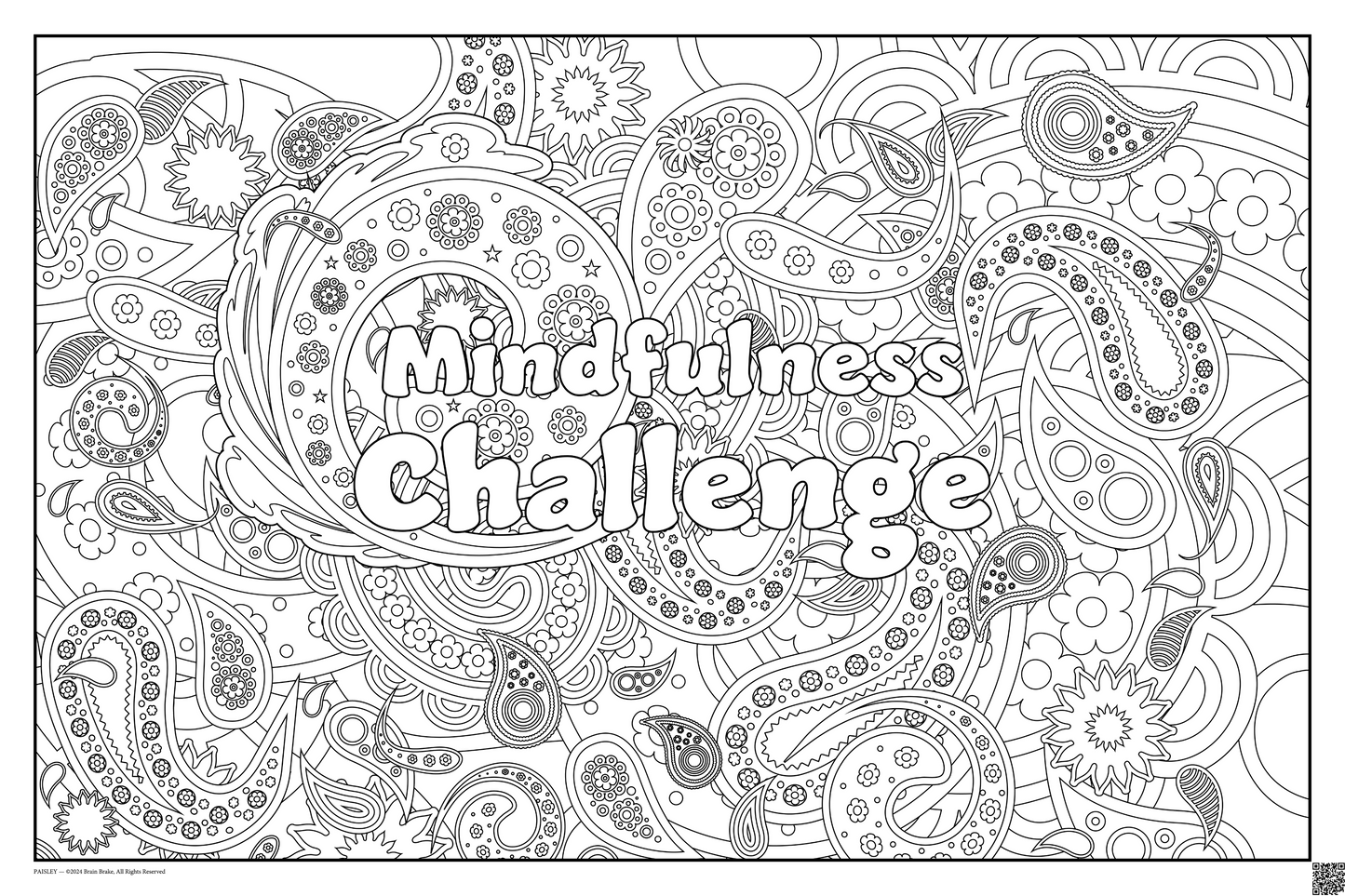 Mindfulness Challenge: coloring poster available in several themes and 3 sizes up to 46"x60"
