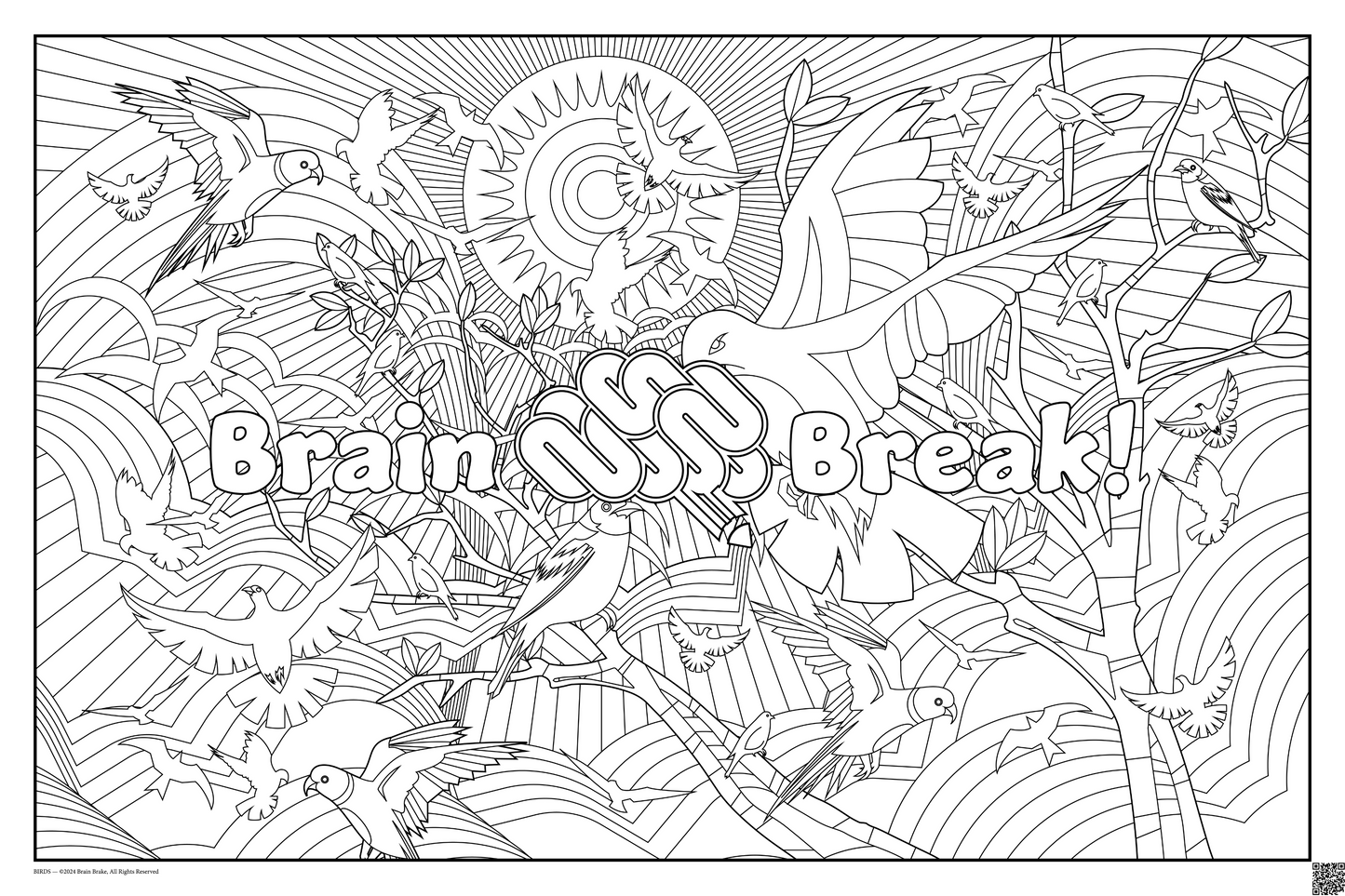 Brain Break: coloring poster available in several themes and 3 sizes up to 46"x60"