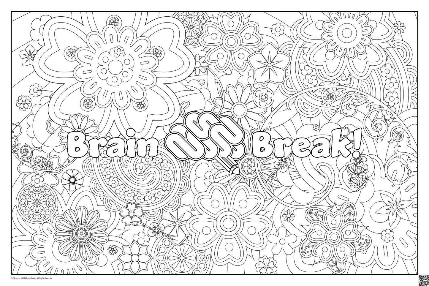 Brain Break: coloring poster available in several themes and 3 sizes up to 46"x60"