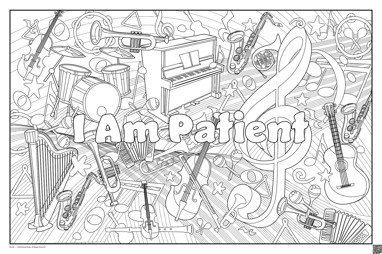 I Am Patient: coloring poster available in several themes and 3 sizes up to 46"x60"