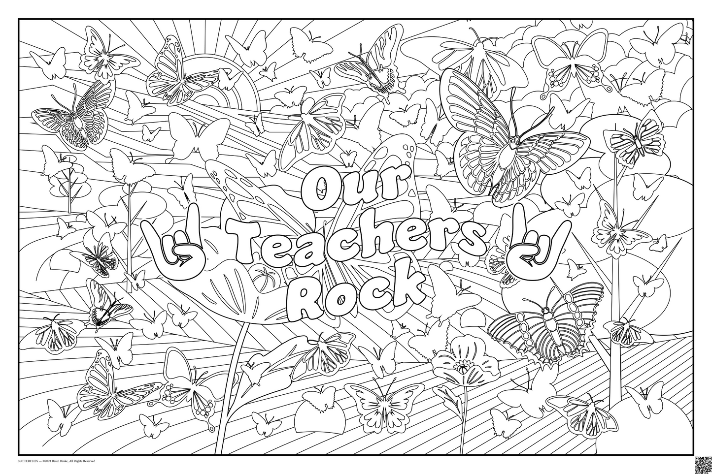 Our Teachers Rock: coloring poster available in several themes and 3 sizes up to 46"x60"