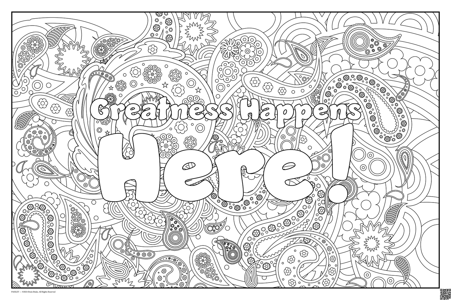 Greatness Happens Here!: coloring poster available in several themes and 3 sizes up to 46"x60"