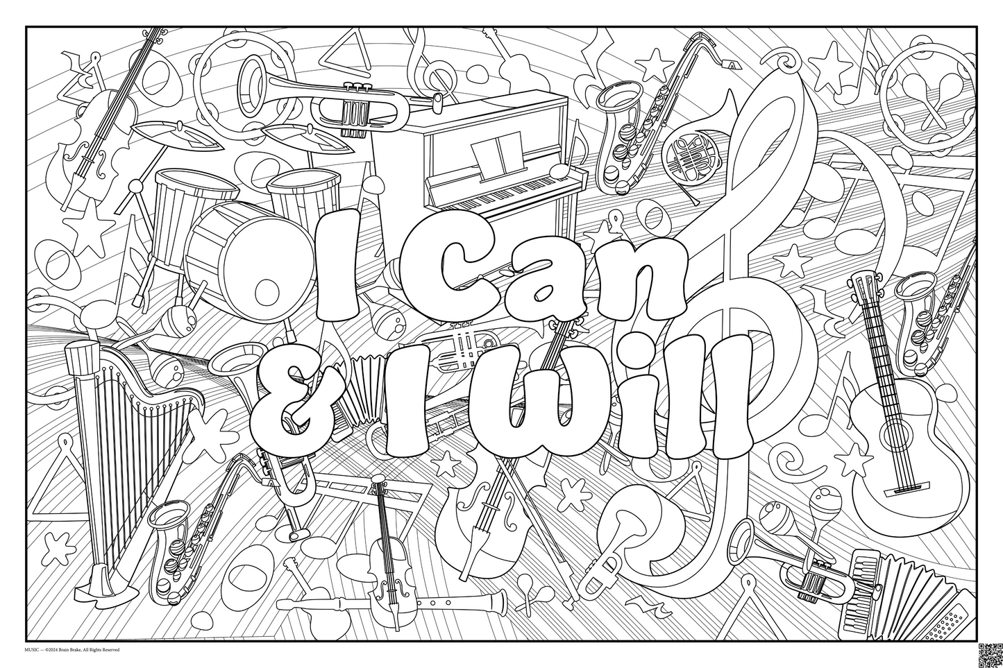 I Can & I Will: coloring poster available in several themes and 3 sizes up to 46"x60"