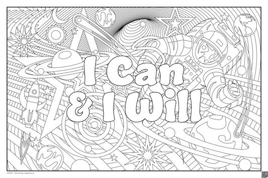 I Can & I Will: coloring poster available in several themes and 3 sizes up to 46"x60"