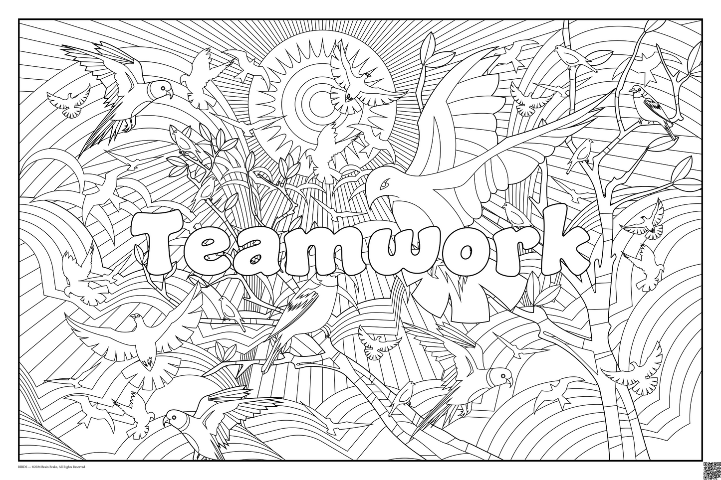 Teamwork: coloring poster available in several themes and 3 sizes up to 46"x60"