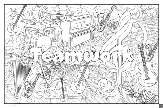 Teamwork: coloring poster available in several themes and 3 sizes up to 46"x60"