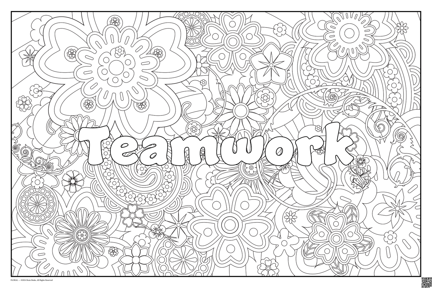Teamwork: coloring poster available in several themes and 3 sizes up to 46"x60"