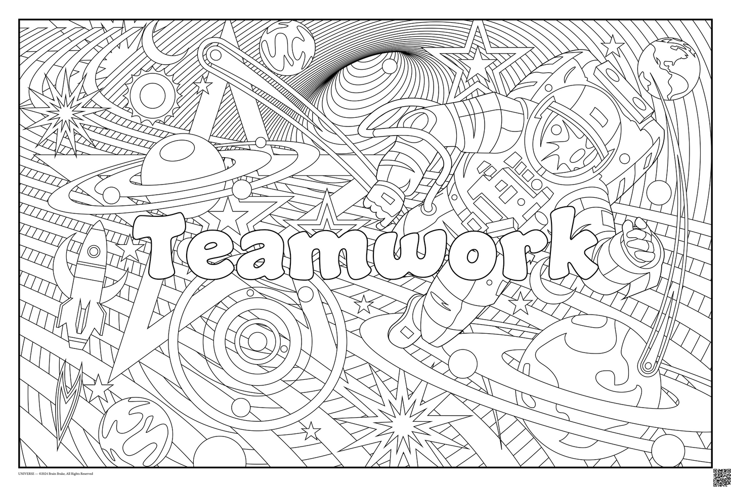 Teamwork: coloring poster available in several themes and 3 sizes up to 46"x60"