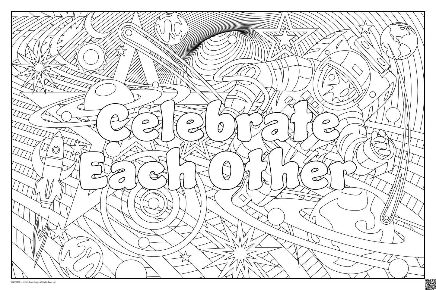 Celebrate Each Other: coloring poster available in several themes and 3 sizes up to 46x60s.