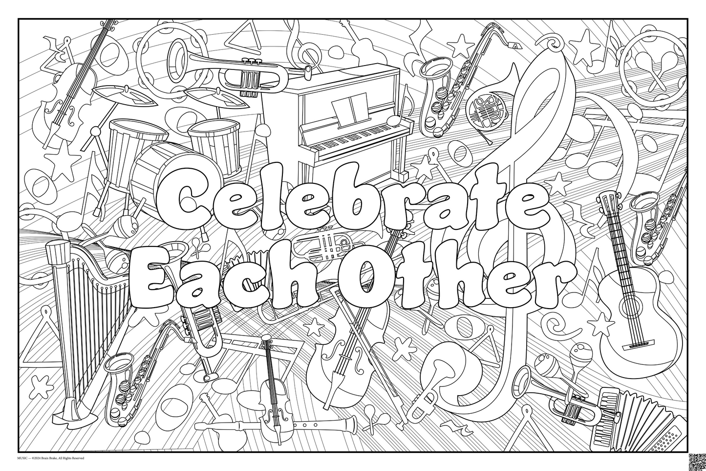 Celebrate Each Other: coloring poster available in several themes and 3 sizes up to 46x60s.