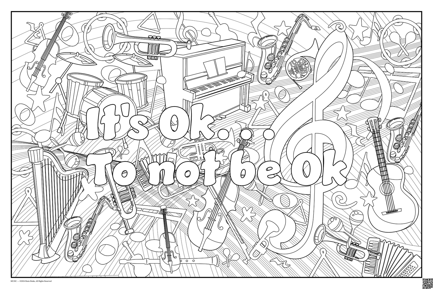 It's Ok...To not be Ok: coloring poster available in several themes and 3 sizes up to 46"x60"