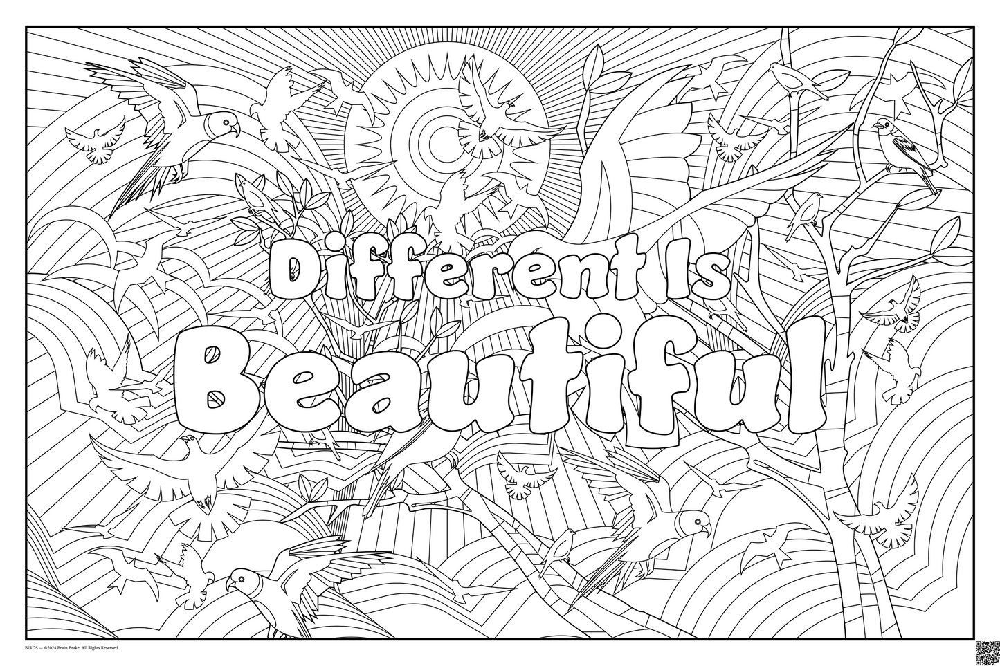 Different Is Beautiful: coloring poster available in several themes and 3 sizes up to 46x60s.