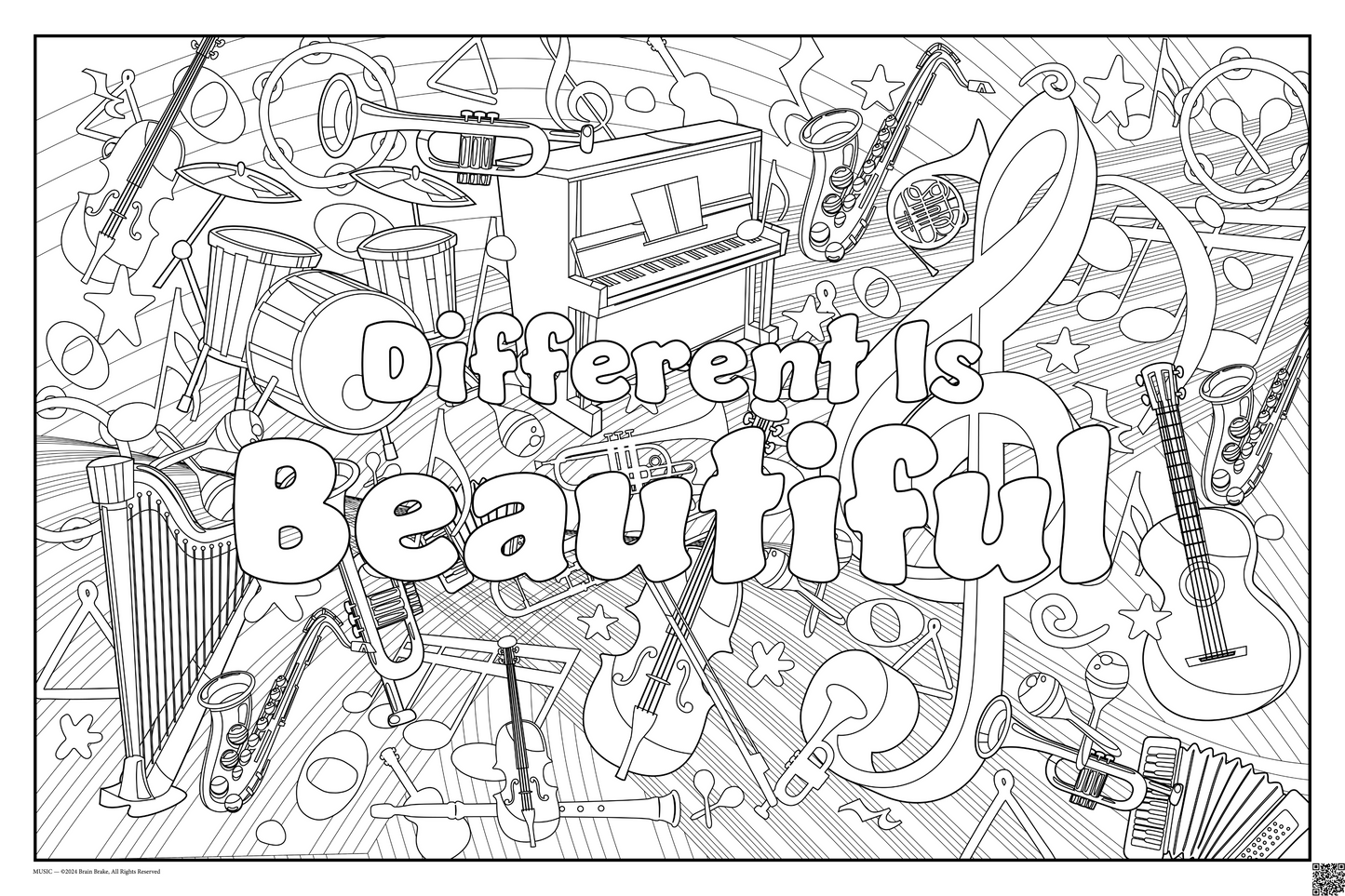 Different Is Beautiful: coloring poster available in several themes and 3 sizes up to 46x60s.