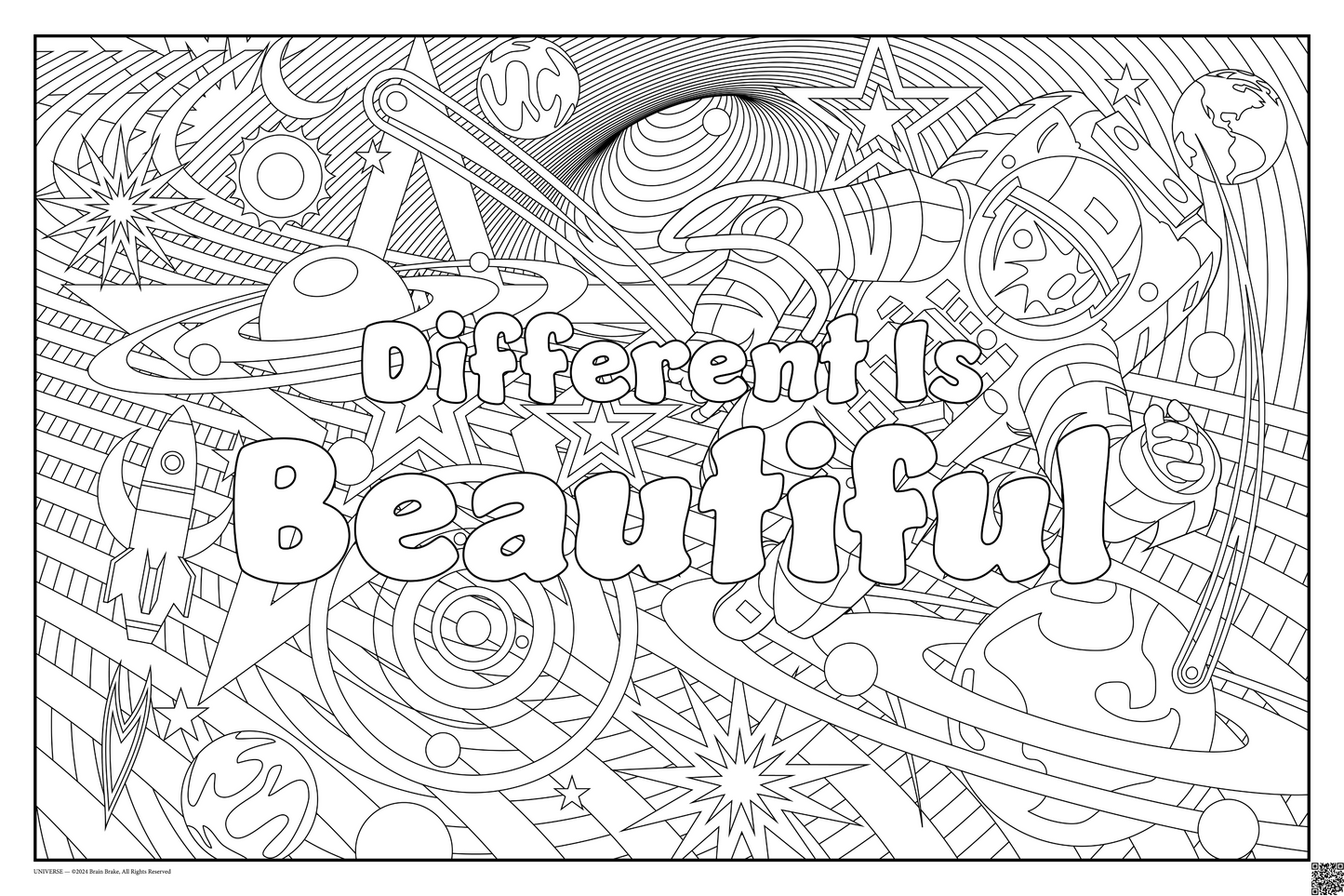 Different Is Beautiful: coloring poster available in several themes and 3 sizes up to 46x60s.