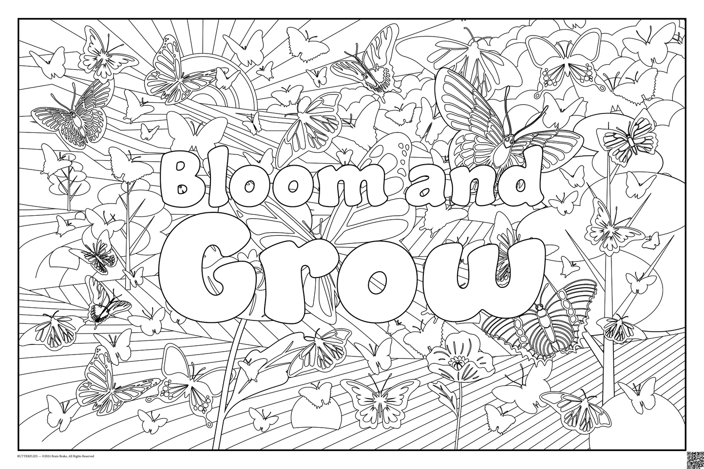 Bloom and Grow: coloring poster available in several themes and 3 sizes up to 46"x60"