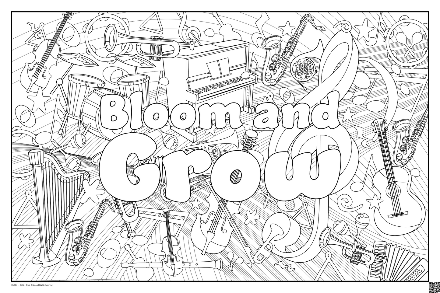 Bloom and Grow: coloring poster available in several themes and 3 sizes up to 46"x60"