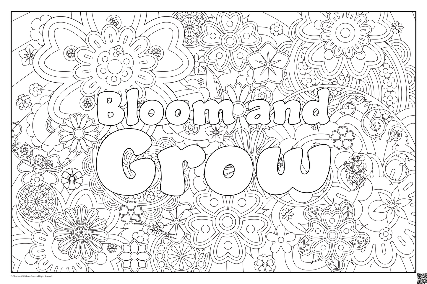 Bloom and Grow: coloring poster available in several themes and 3 sizes up to 46"x60"