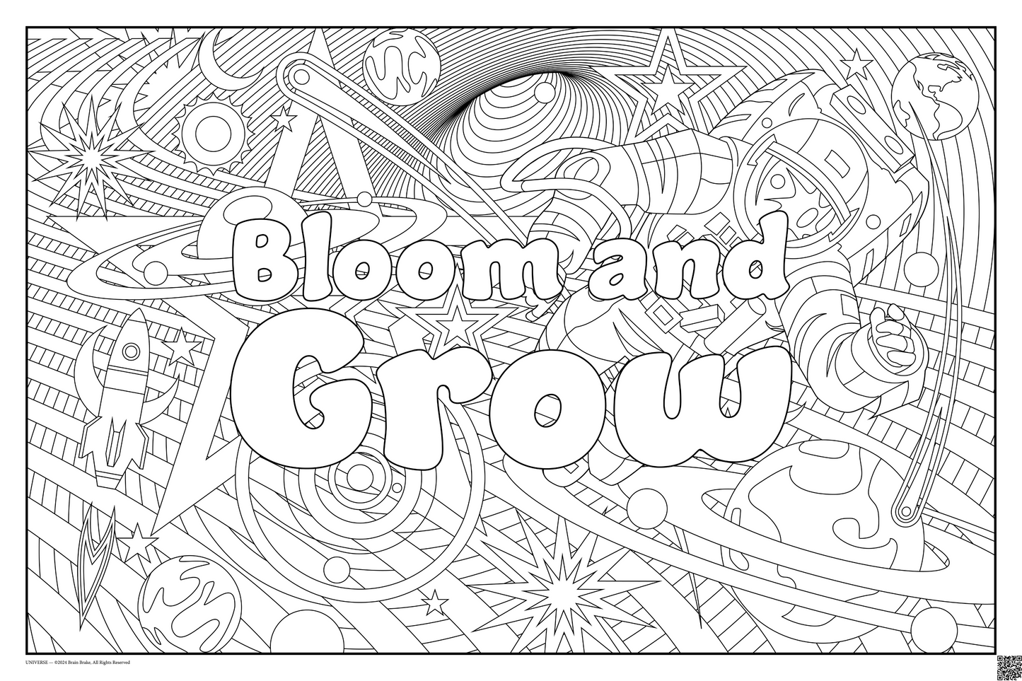 Bloom and Grow: coloring poster available in several themes and 3 sizes up to 46"x60"
