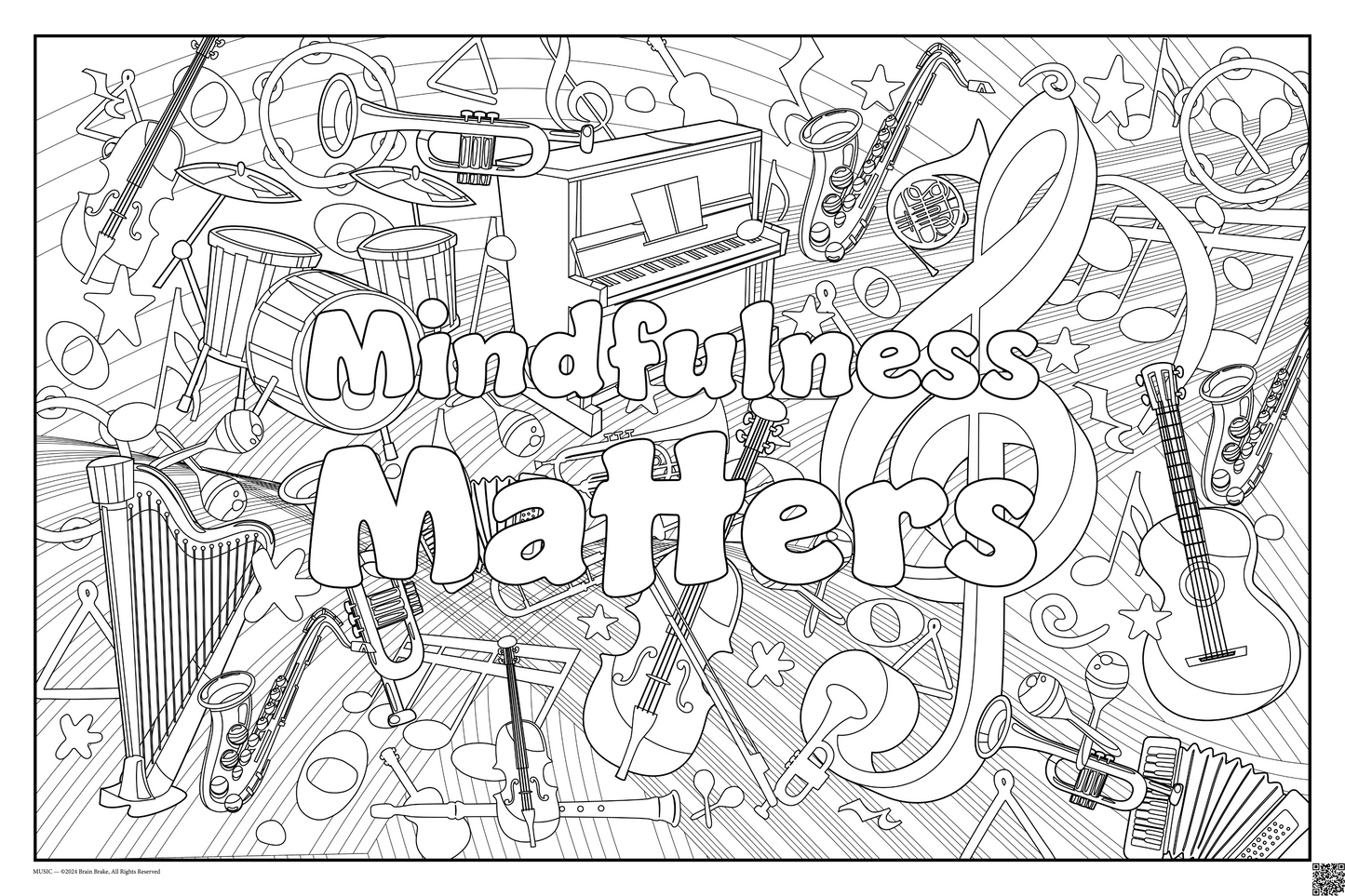 Mindfulness Matters: coloring poster available in several themes and 3 sizes up to 46"x60"