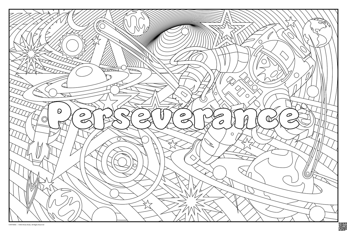 Perseverance: coloring poster available in several themes and 3 sizes up to 46"x60"