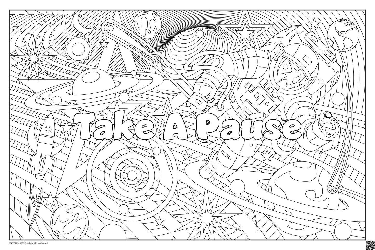 Take A Pause: coloring poster available in several themes and 3 sizes up to 46"x60"