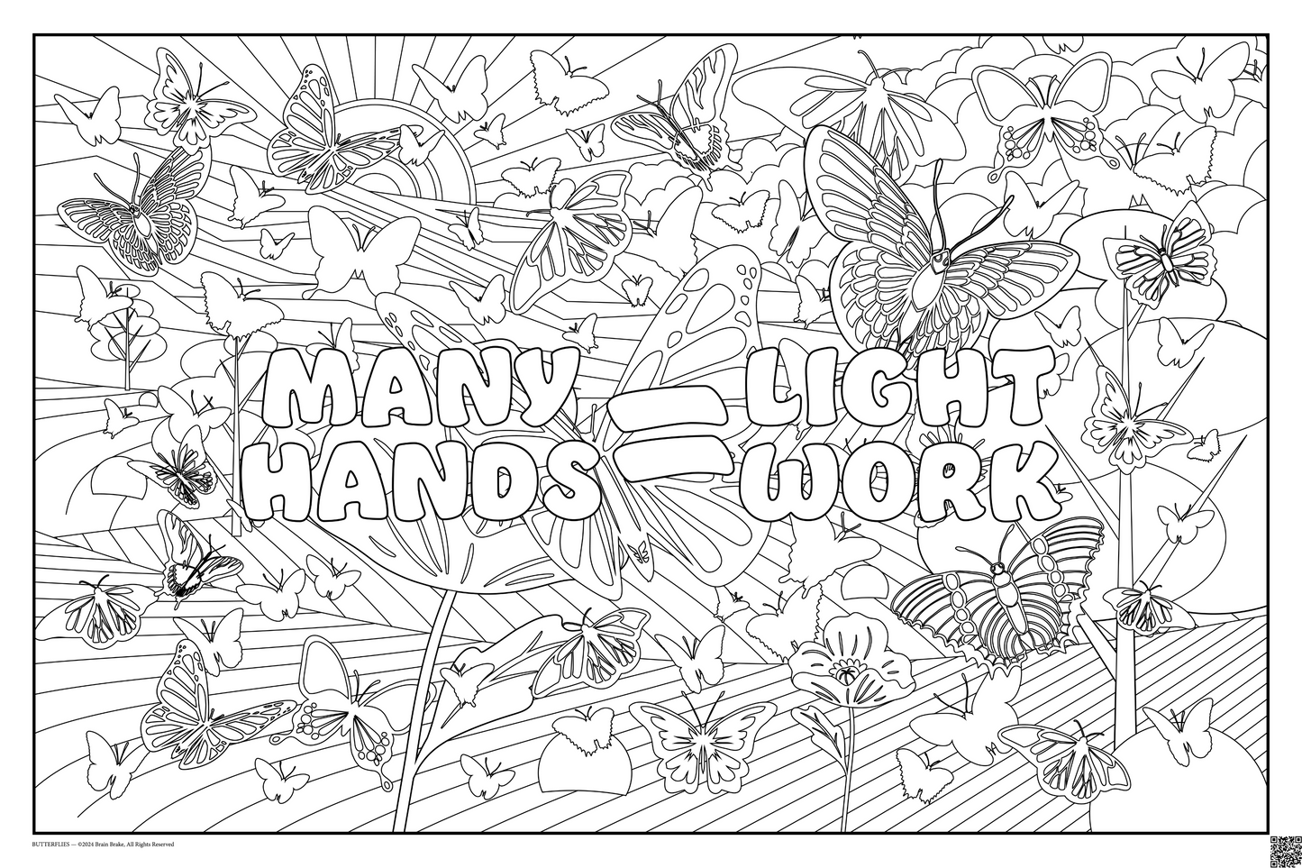Many Hands=Light Work: coloring poster available in several themes and 3 sizes up to 46"x60"