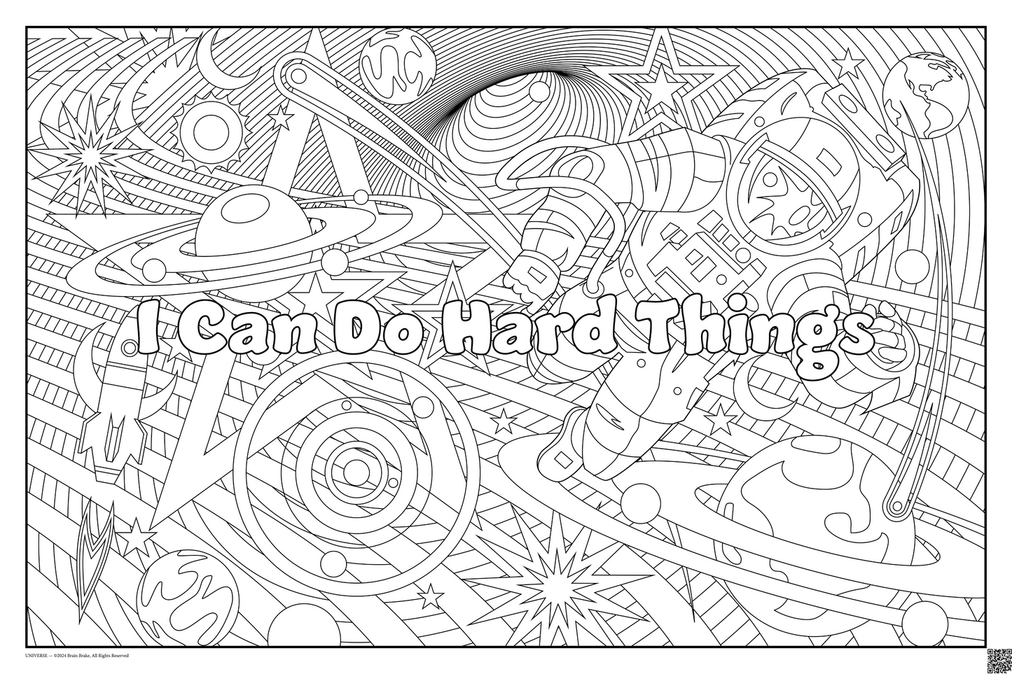 I Can Do Hard Things: coloring poster available in several themes and 3 sizes up to 46"x60"