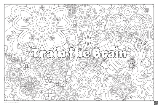 Train the Brain: coloring poster available in several themes and 3 sizes up to 46"x60"