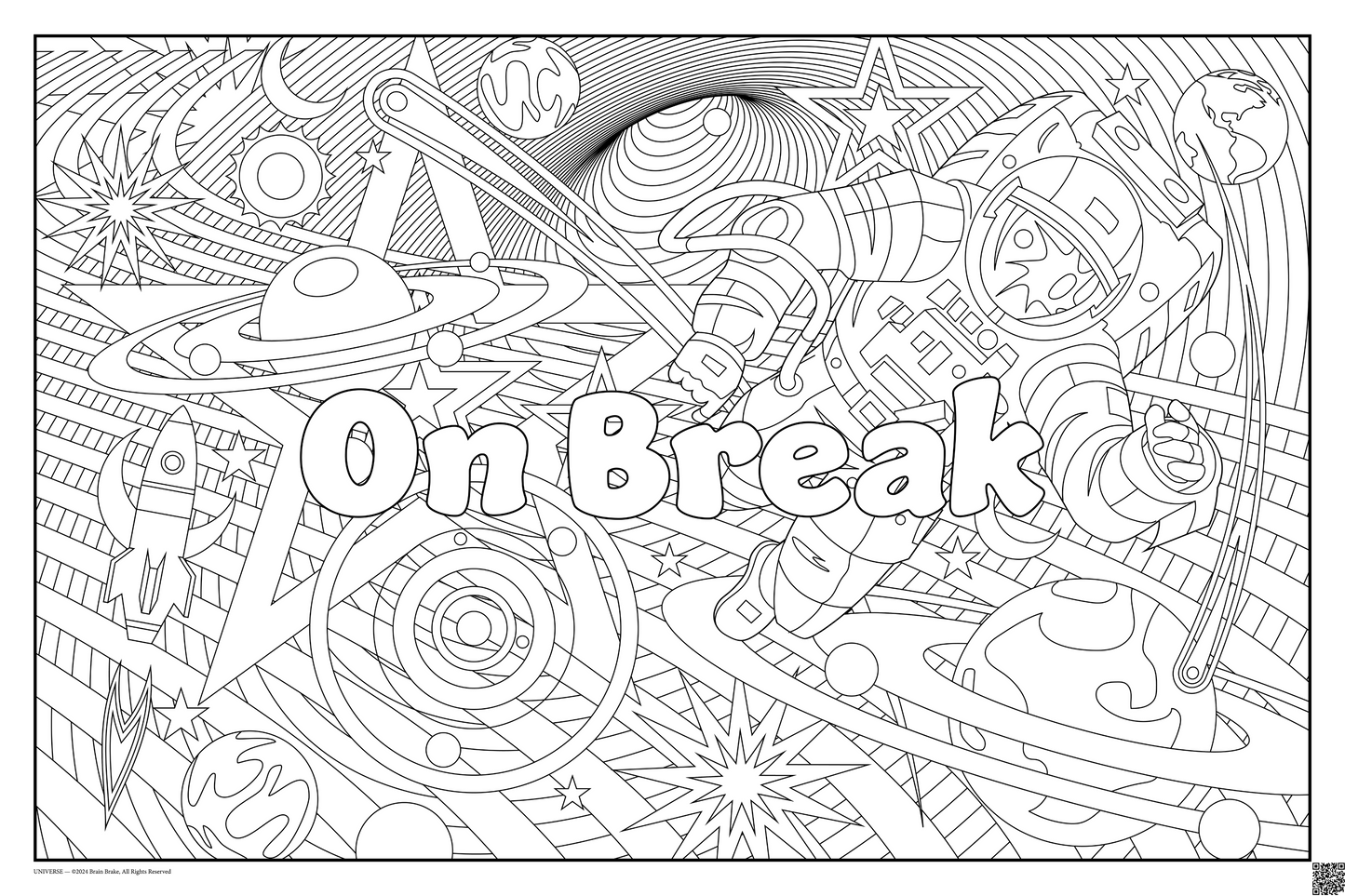 On Break: coloring poster available in several themes and 3 sizes up to 46"x60"
