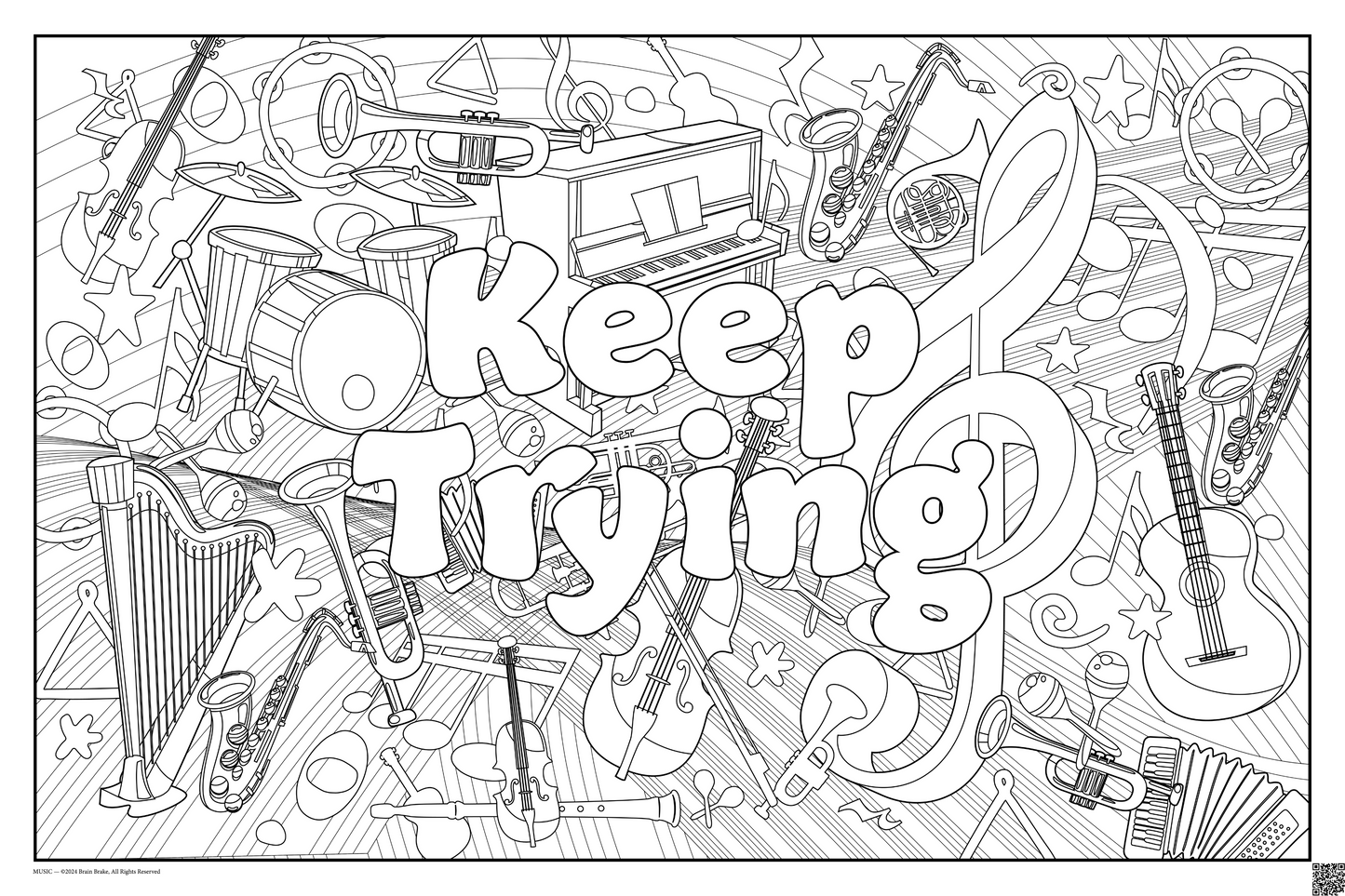 Keep Trying: coloring poster available in several themes and 3 sizes up to 46"x60"