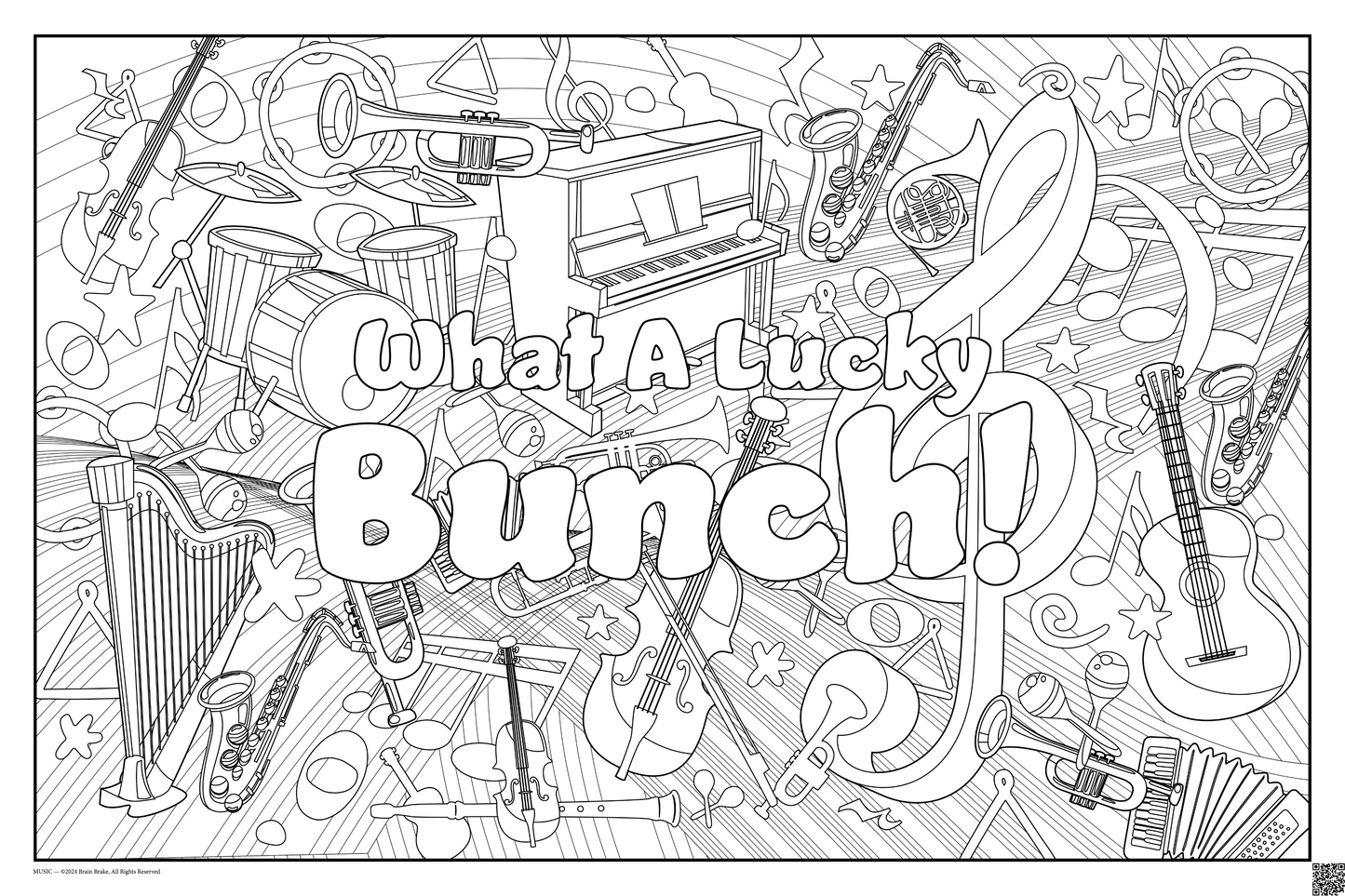 What A Lucky Bunch!: coloring poster available in several themes and 3 sizes up to 46"x60"
