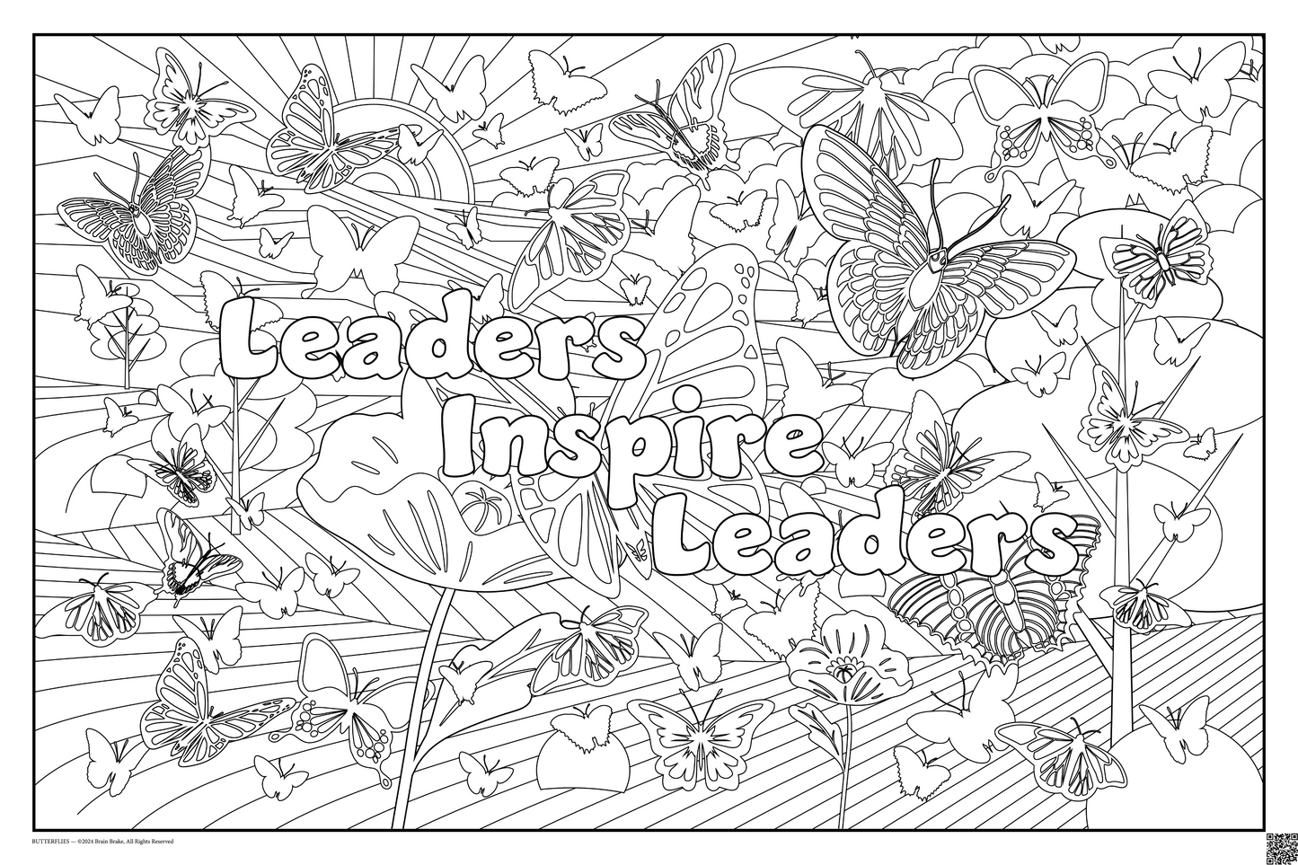 Leaders Inspire Leaders: coloring poster available in several themes and 3 sizes up to 46"x60"