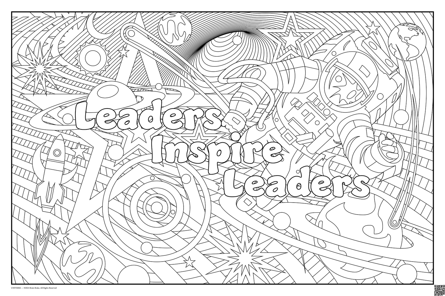 Leaders Inspire Leaders: coloring poster available in several themes and 3 sizes up to 46"x60"