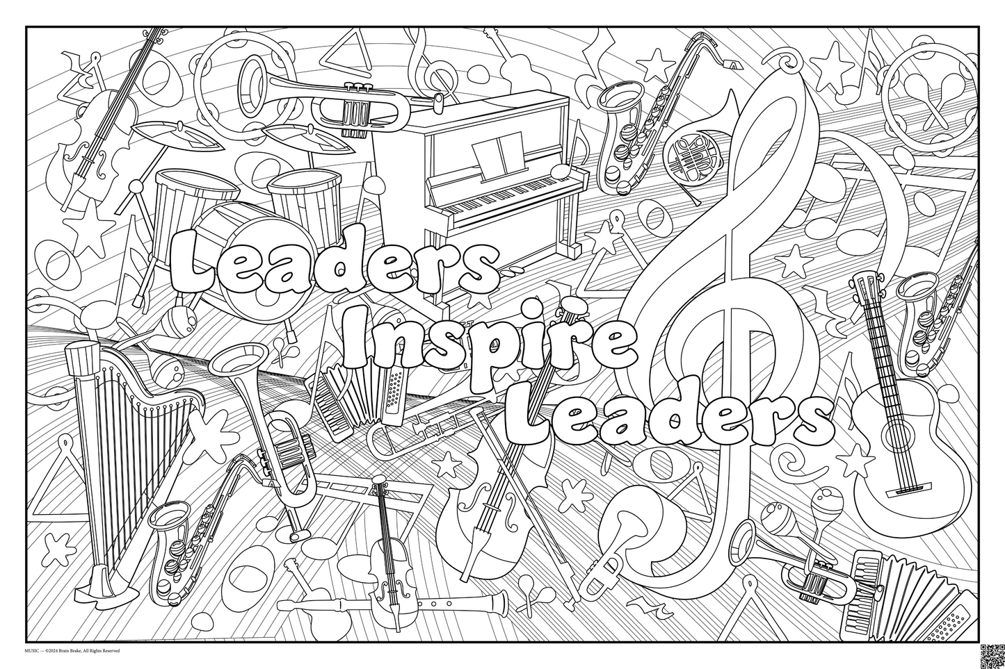 Leaders Inspire Leaders: coloring poster available in several themes and 3 sizes up to 46"x60"