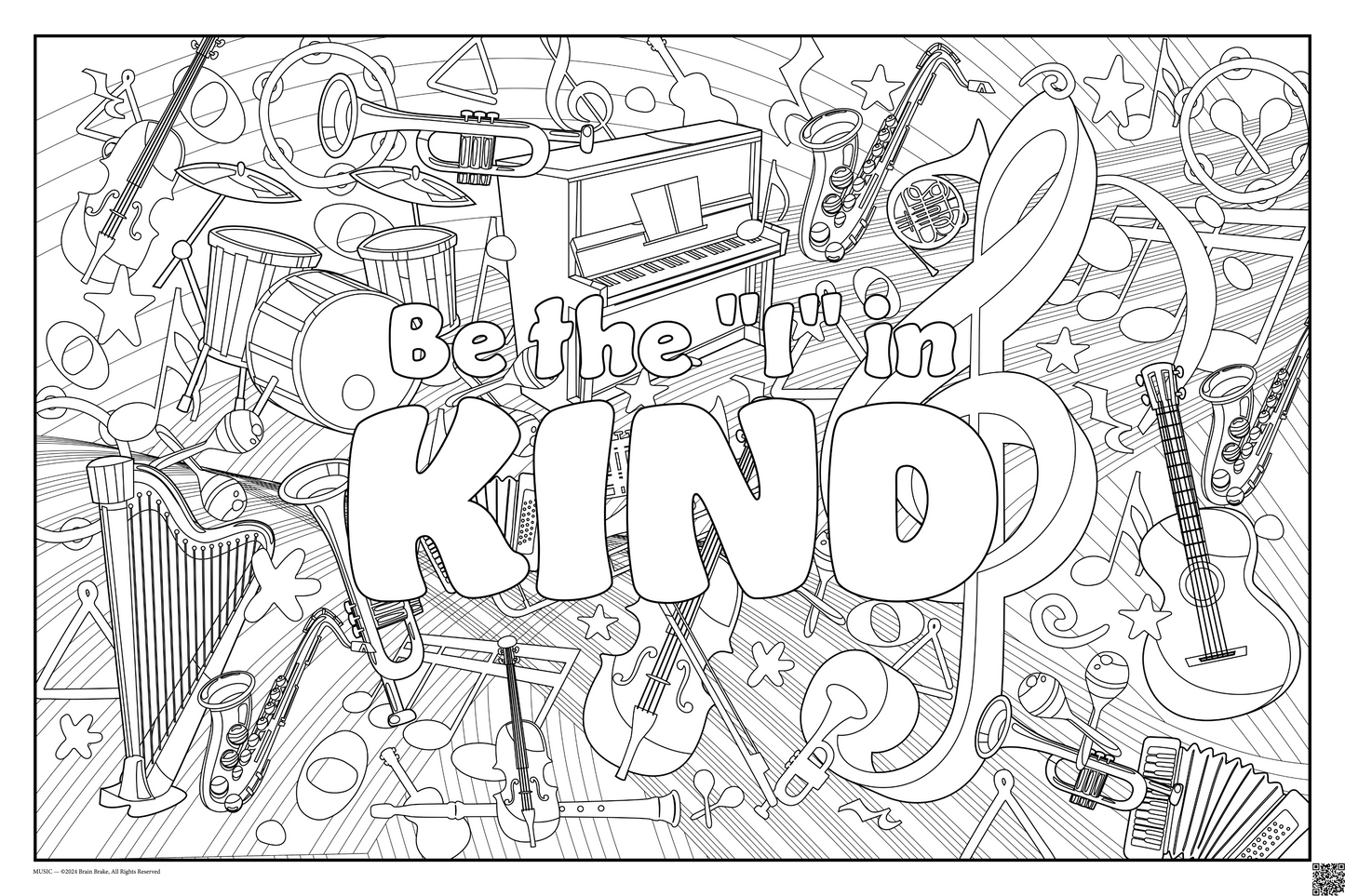 Be the "I" in KIND: coloring poster available in several themes and 3 sizes up to 46"x60"