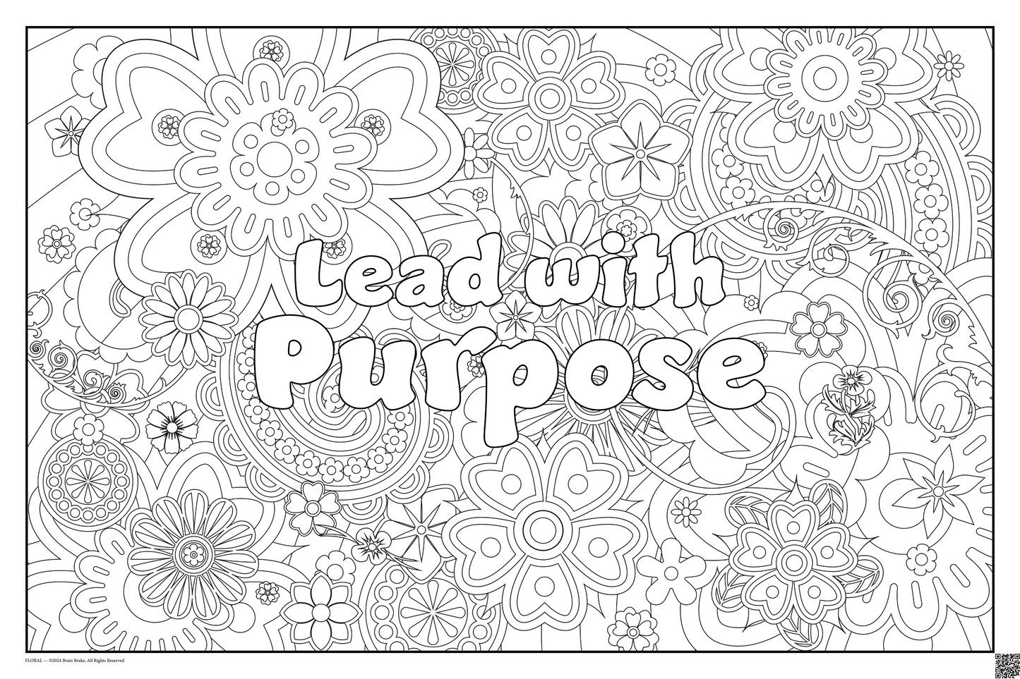 Lead with Purpose: coloring poster available in several themes and 3 sizes up to 46"x60"