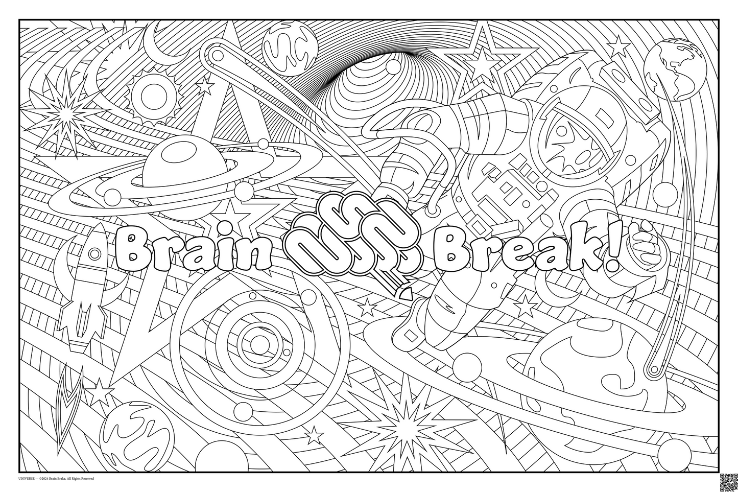 Brain Break: coloring poster available in several themes and 3 sizes up to 46"x60"