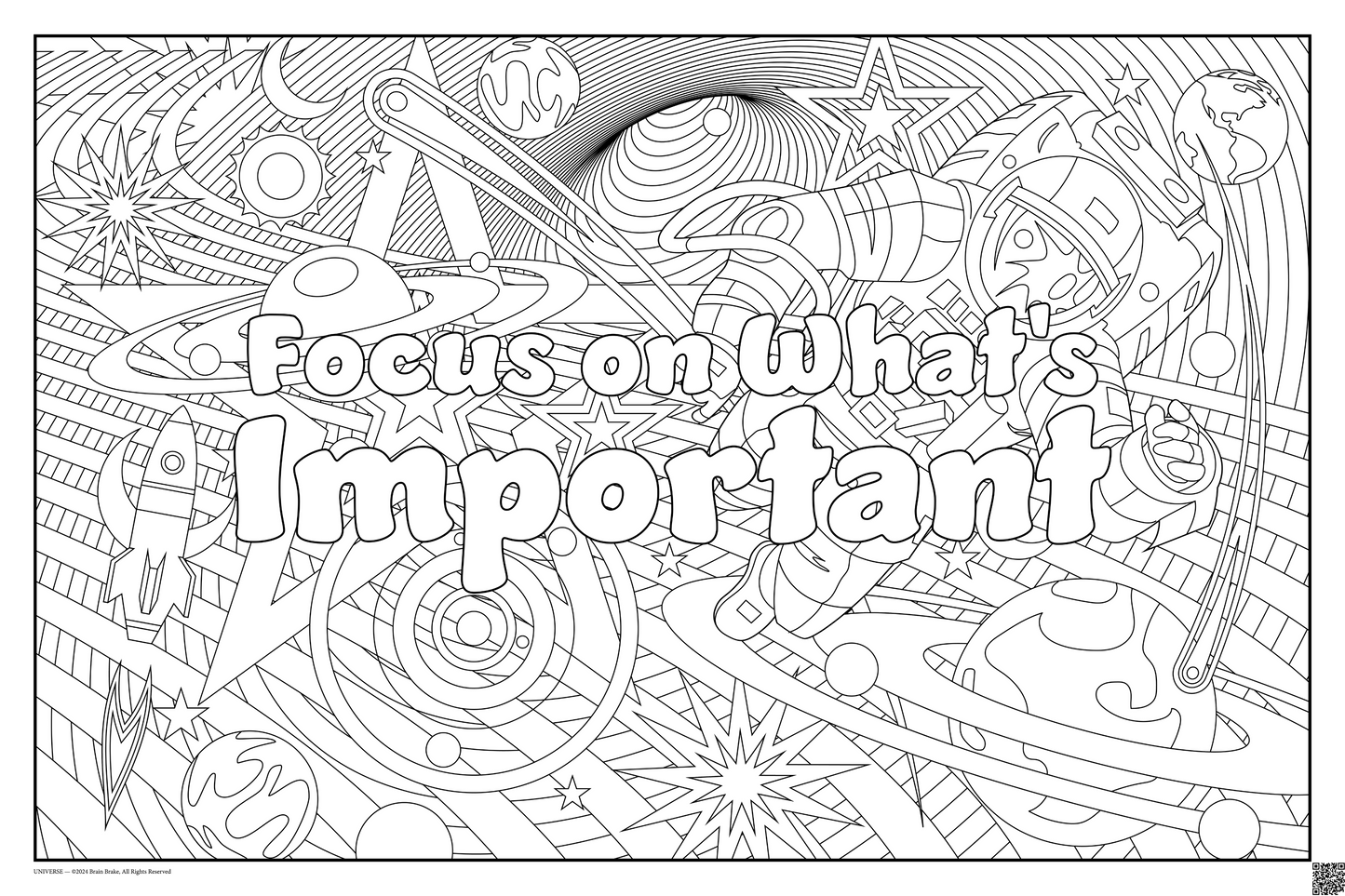 Focus on What's Important: coloring poster available in several themes and 3 sizes up to 46"x60"