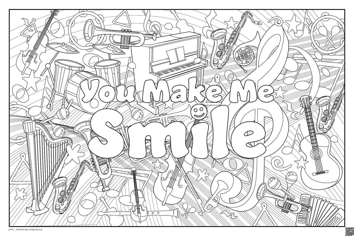 You Make Me Smile: coloring poster available in several themes and 3 sizes up to 46"x60"