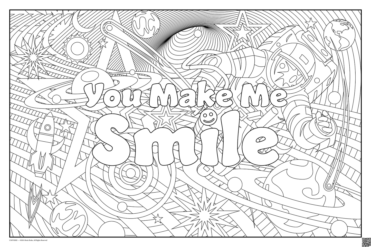 You Make Me Smile: coloring poster available in several themes and 3 sizes up to 46"x60"