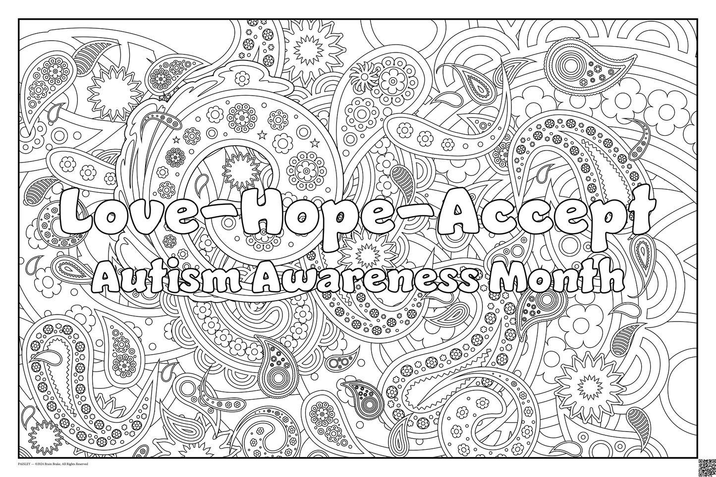 Autism Awareness: coloring poster available in several themes and 3 sizes up to 46"x60"