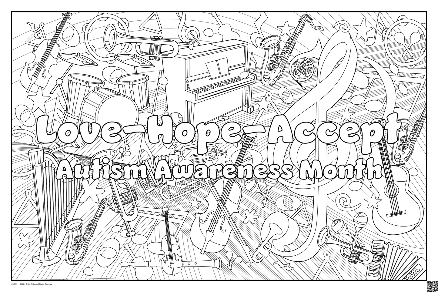 Autism Awareness: coloring poster available in several themes and 3 sizes up to 46"x60"