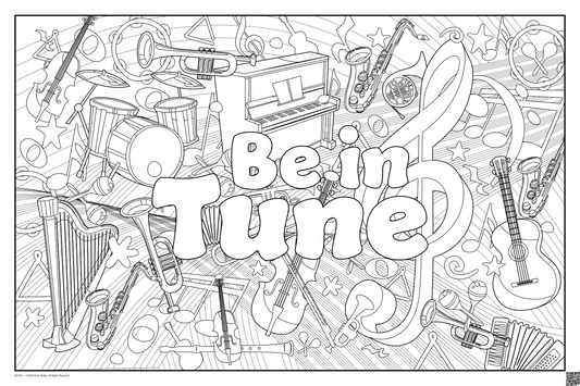 Be in Tune: coloring poster available in several themes and 3 sizes up to 46"x60"